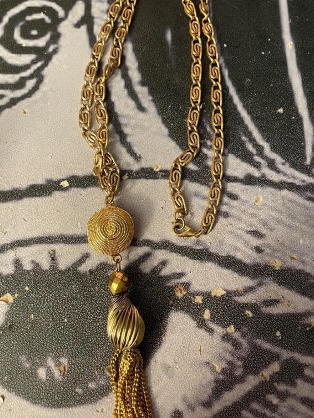 Gold-Tone Tassel Pendant Necklace for Women